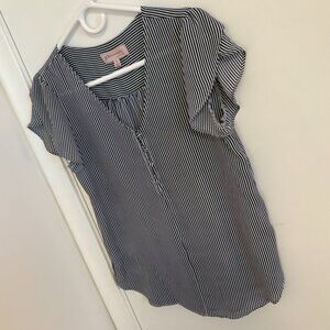 Philosophy Black and White Striped Flutter Sleeve Blouse Size S